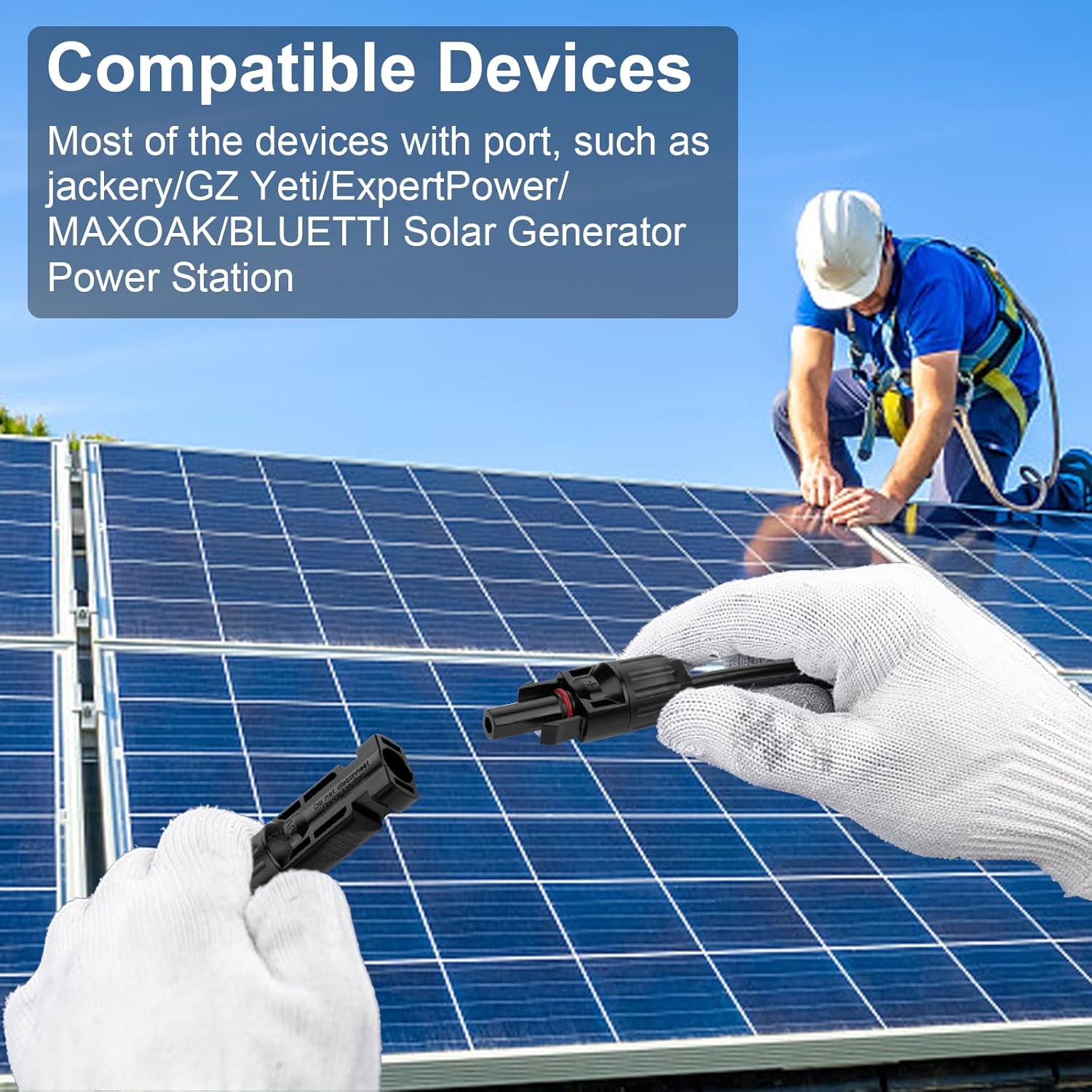 6FT 10AWG Solar Extension Cable with Female and Male Connector I252462