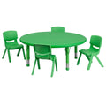 Green Plastic Height Adjustable Activity Table Set with 4 Chairs B4191