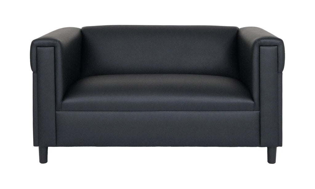 Black Faux Leather Love Seat Sofa U56319