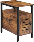 Narrow Nightstand with Cabinet, Rustic Brown W737