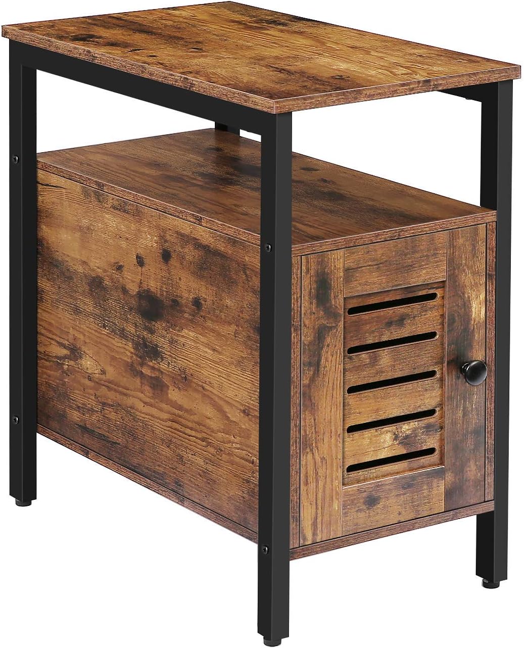 Narrow Nightstand with Cabinet, Rustic Brown W737