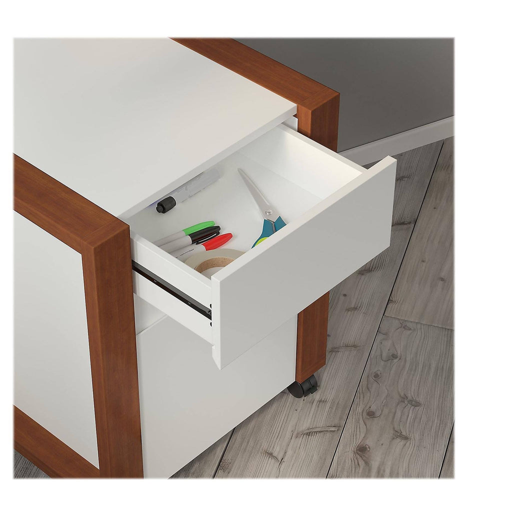 White Writing Desk with 2 Drawer Mobile File Cabinet W229194