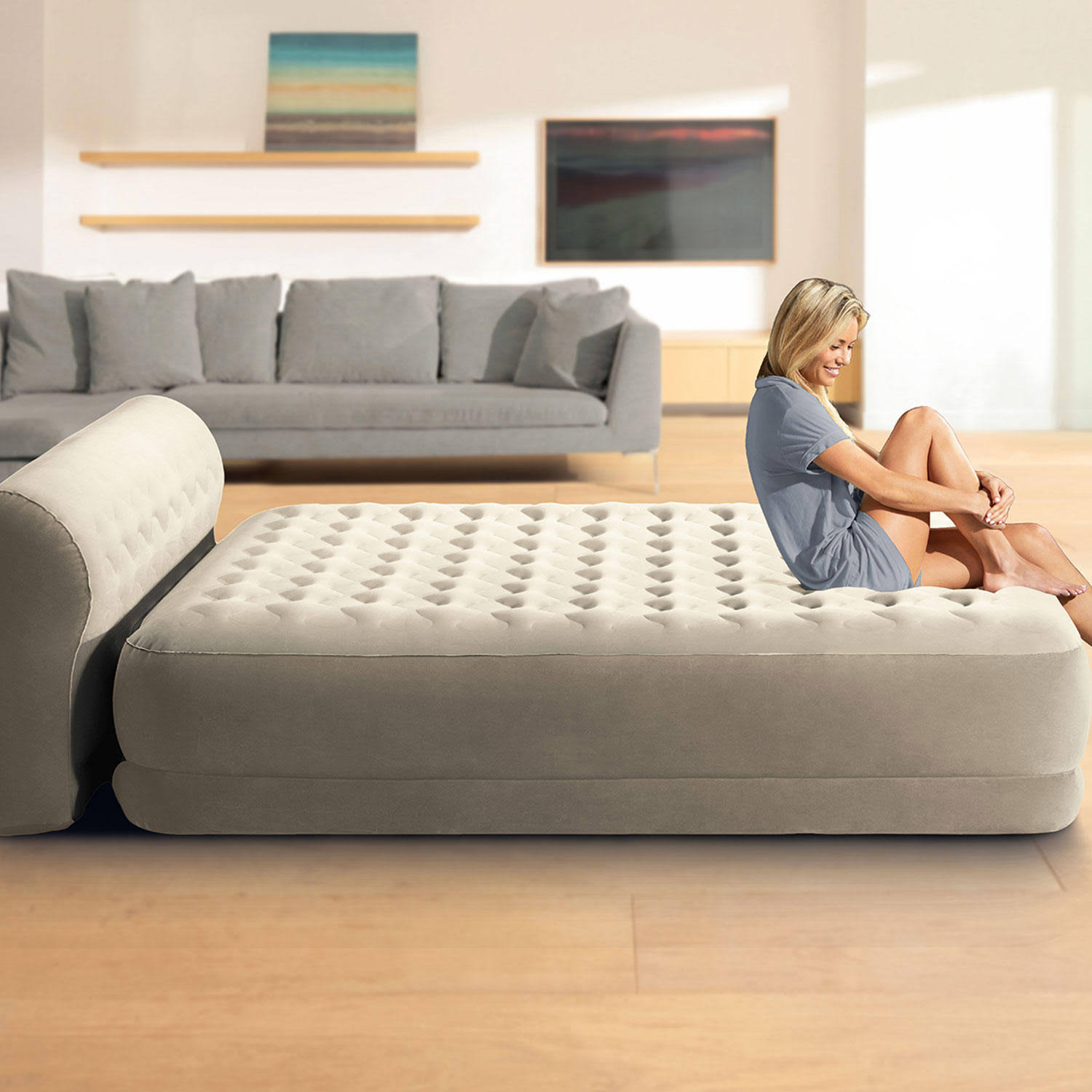 Queen Dura-Beam Airbed with Headboard - Black L98386