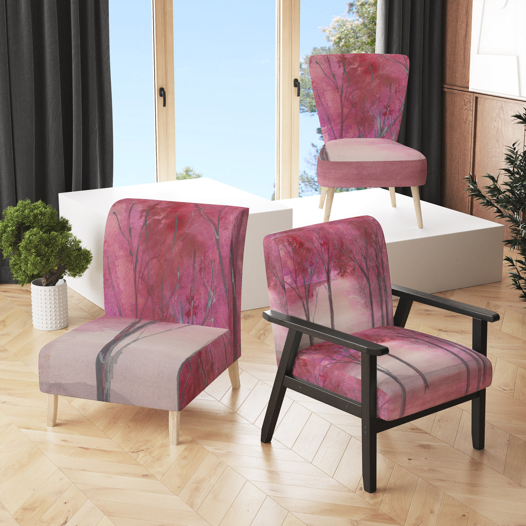 Pink Forest Upholstered Traditional Accent Chair T253