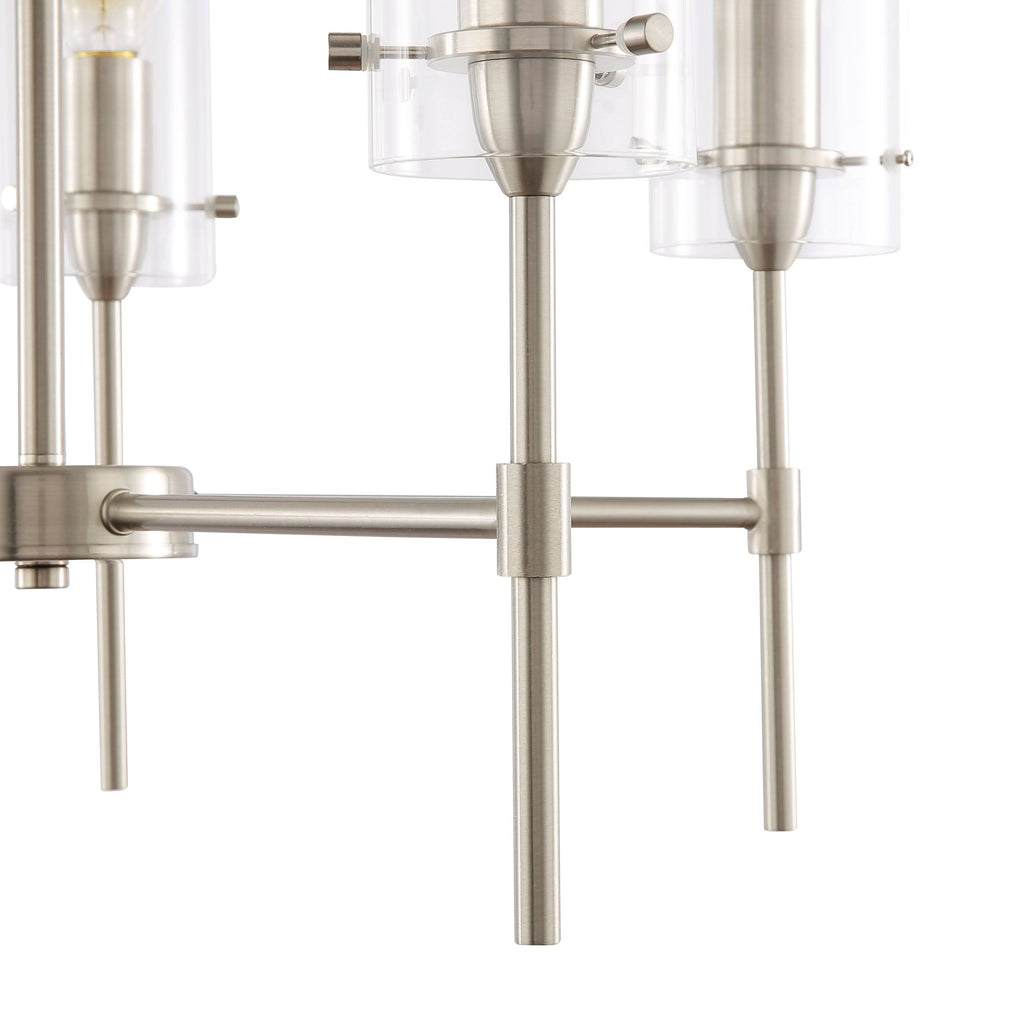 Satin Nickel 5-Light Chandelier Pendant with Clear Glass Shades G9973