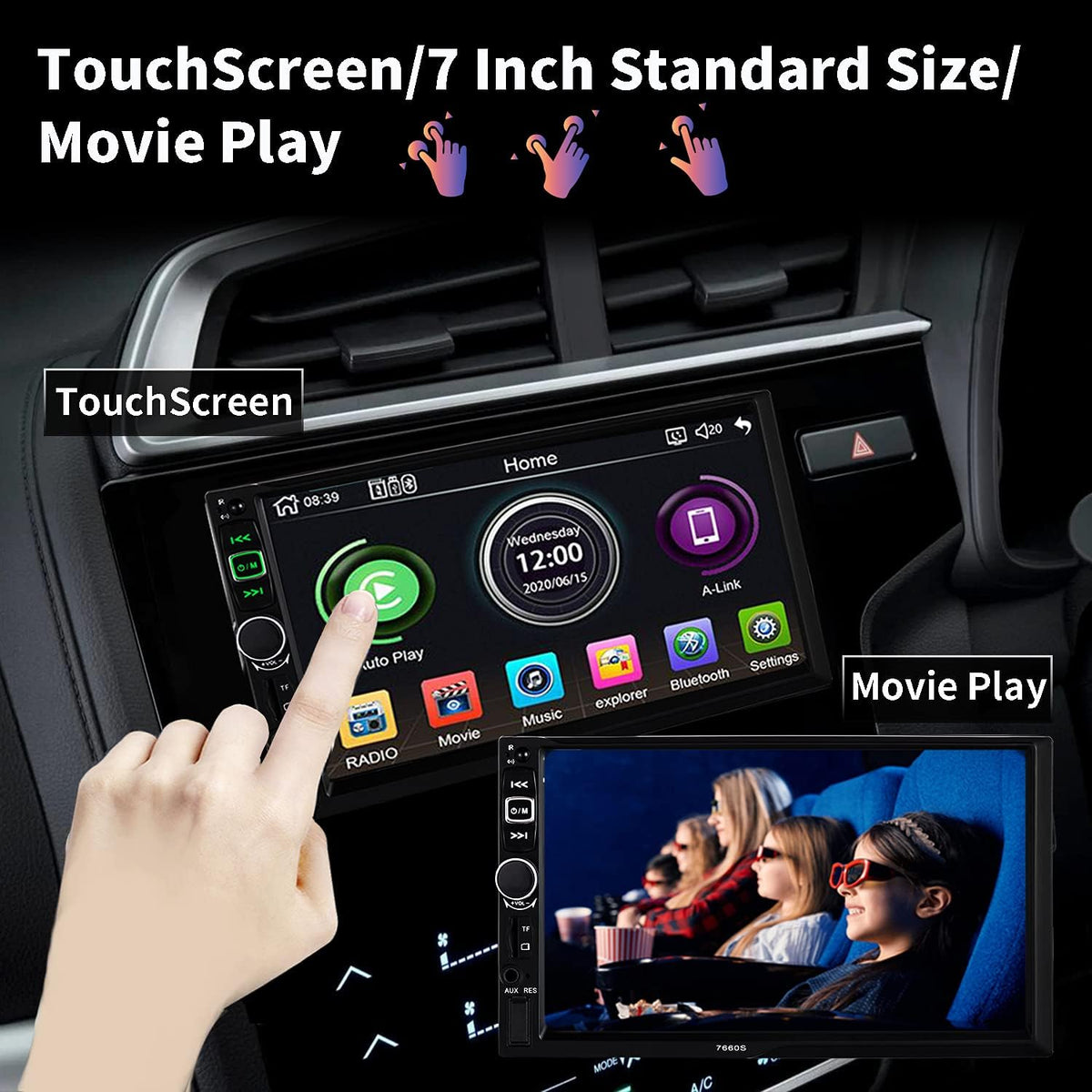 7-Inch Double Din Car Stereo Receiver with Touchscreen X2323
