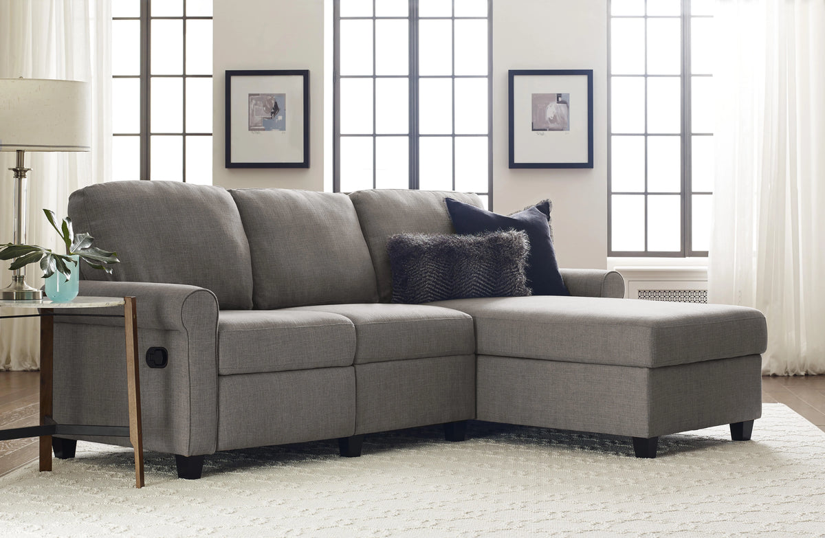 Gray Reclining Sectional with Storage Chaise N3746