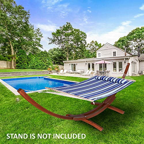 Blue Stripes Double Hammock with Spreader Bar Y16858