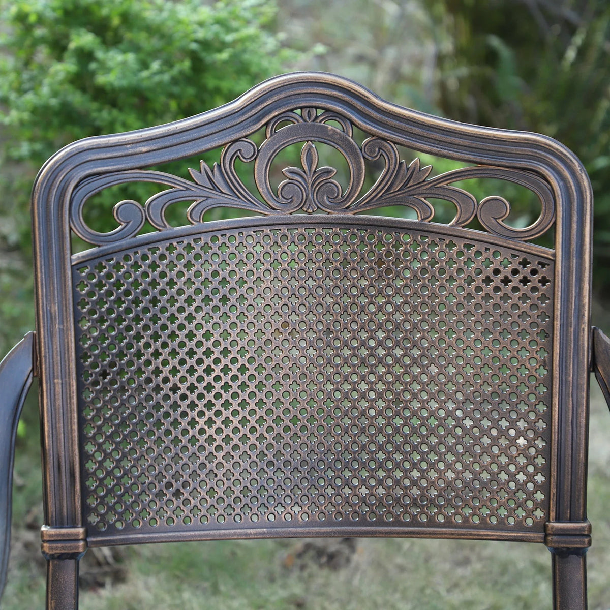 Set of 2 Cast Aluminum Outdoor Dining Chairs, Antique Bronze S49912