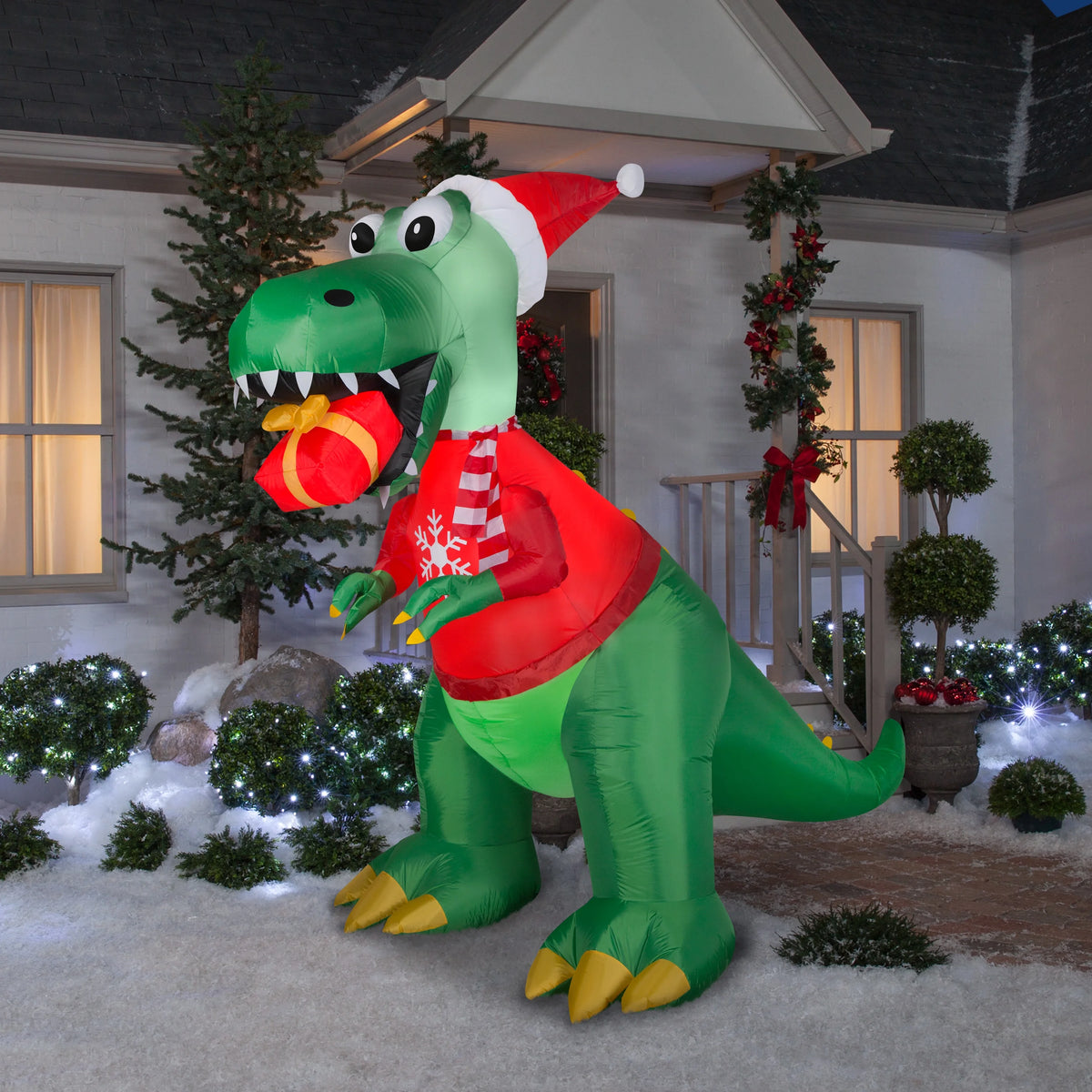 Green 7.5 ft Tall Inflatable T Rex X5742