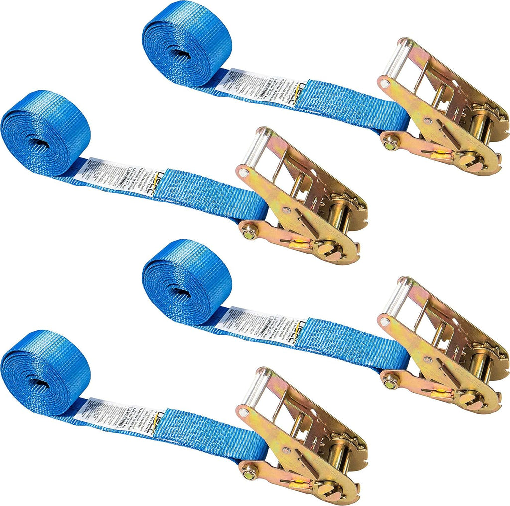 2 Inch x 20 Foot Blue Ratchet Strap 4 Pack U740977