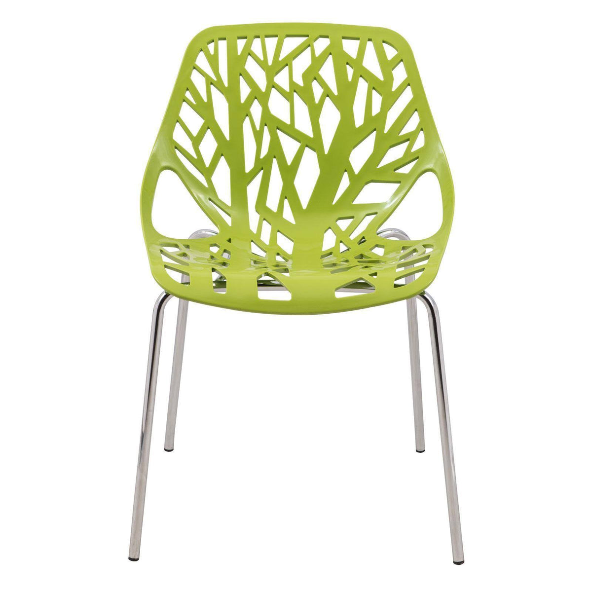Green Set of 4 Dining Chair with Chromed Legs D194