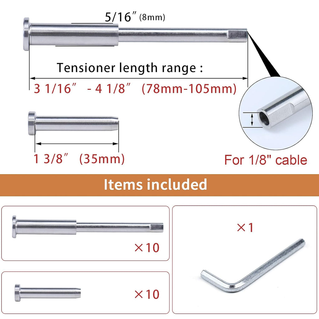 1/8 Invisible Cable Railing Kit with Turnbuckle Swage Threaded Stud and Stemball F4207