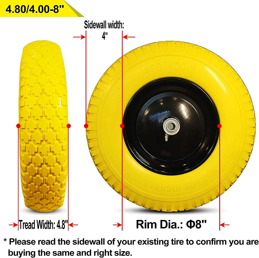 Flat-Free Wheelbarrow Cart Wheels with Ball Bearing G7741