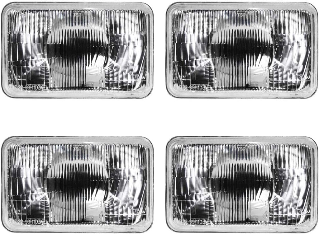 4x6 Rectangular Conversion Headlights Kit Sealed Beam Glass Lights with Halogen High/Low Bulbs 60/55w 9003/H4 Pack of 2 N52699