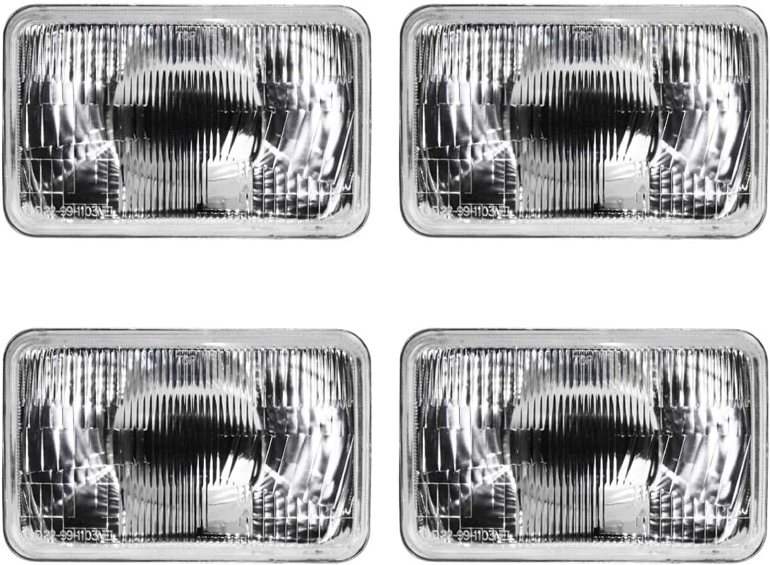 4x6 Rectangular Conversion Headlights Kit Sealed Beam Glass Lights with Halogen High/Low Bulbs 60/55w 9003/H4 Pack of 2 N52699