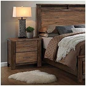 Antique Oak Solid Wood 2-Drawer Nightstand E59257