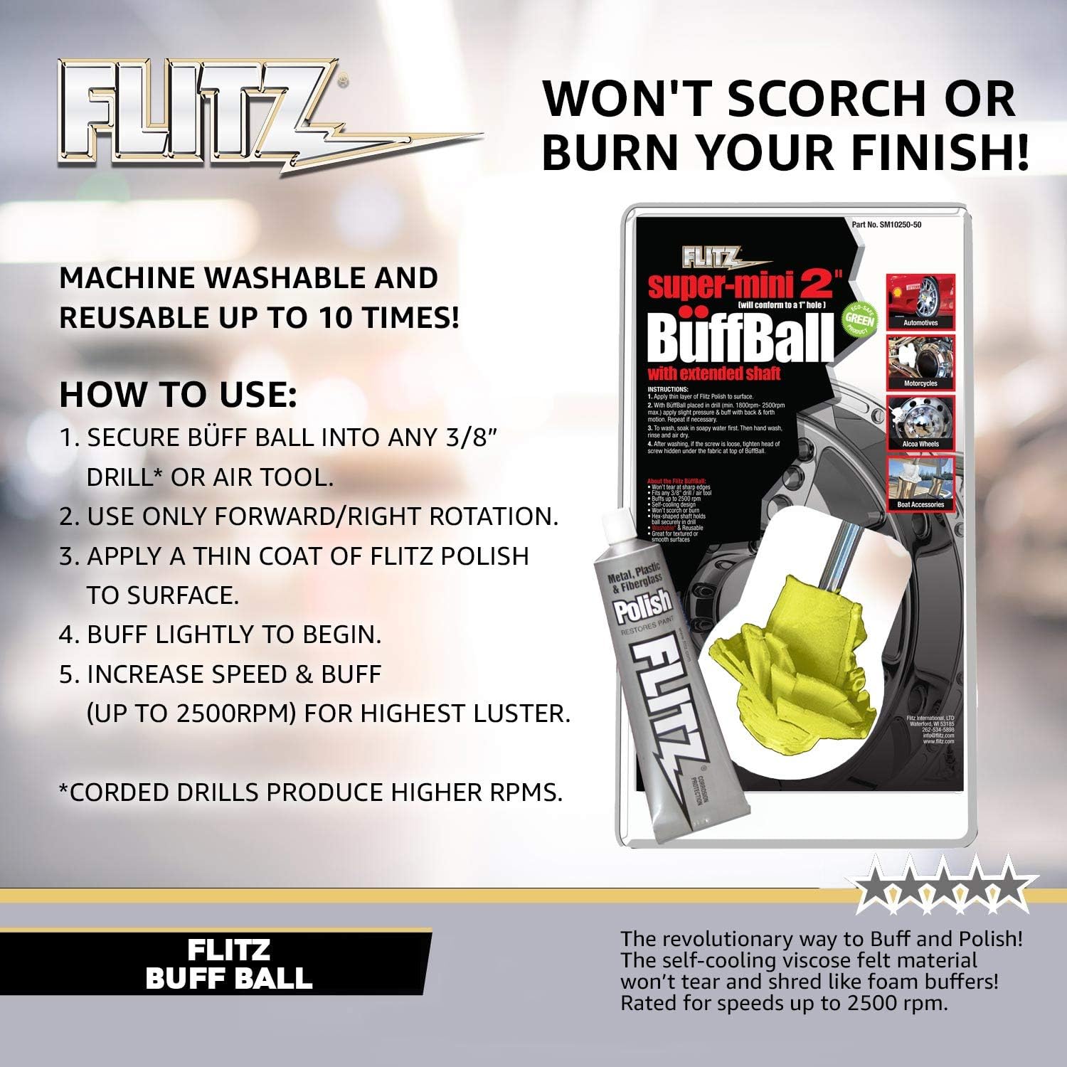 Yellow 2-Inch Buff Ball, 6-Pack Y5144