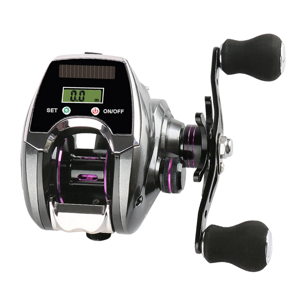 6+1BB 8.0:1 Ratio Digital Display Baitcasting Reel with Line Counter Solar Charging System G7194