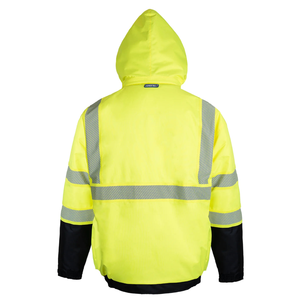Hi-Vis Safety Jacket with Removable Hood, Yellow, XL F3486