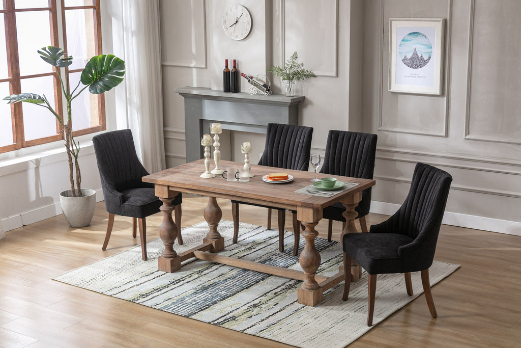 Set of 2 Tufted Linen Fabric Upholstered Dining Chairs E648583