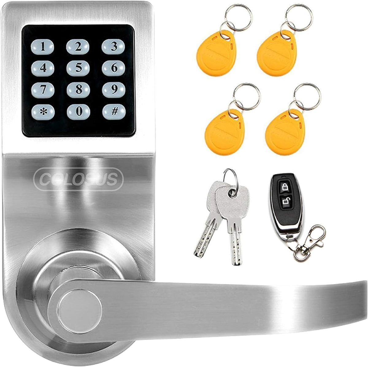 Silver Keyless Electronic Smart Door Lock with 4 Key Fobs C991916