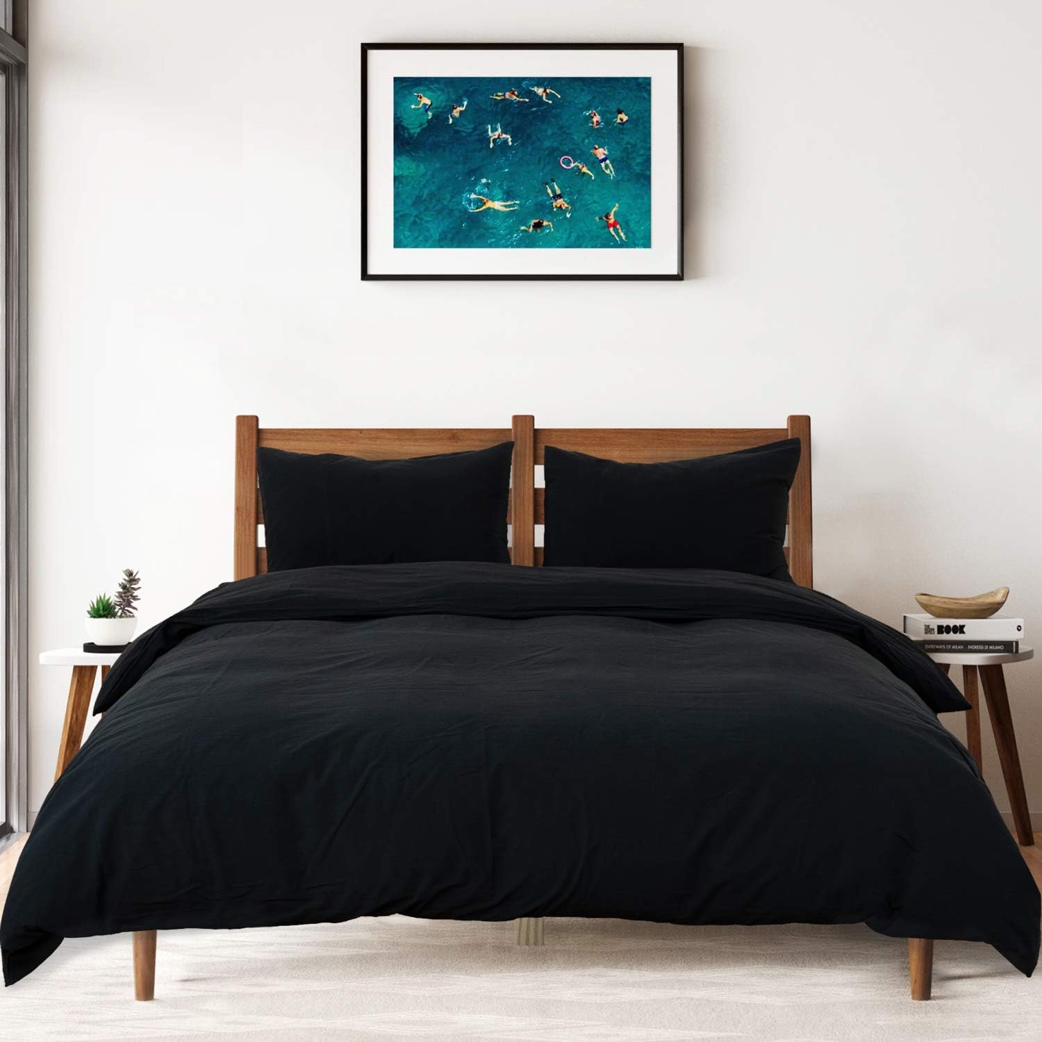 White Washed Cotton Queen Duvet Cover Set, 3-Piece U7441