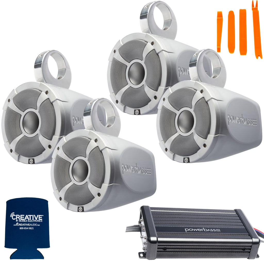 2 Pairs of 6.5" Marine Wake Board & UTV Roll Bar Speakers with Amplifier A99572