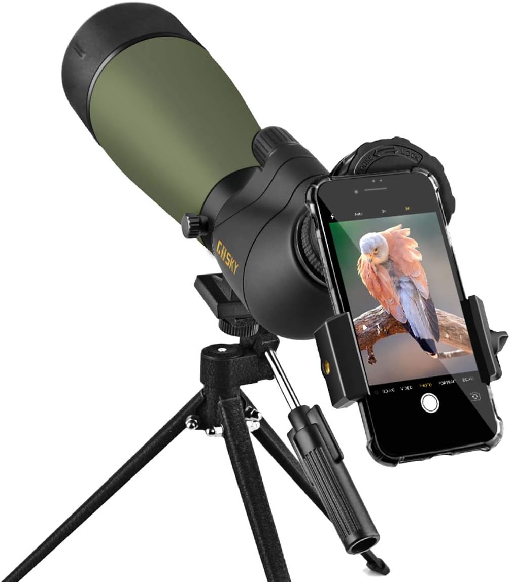 20-60x80 BAK4 Angled Spotting Scope with Tripod, Carrying Bag, Smartphone Adapter Q77161