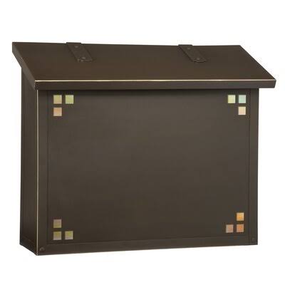 Architectural Bronze Wall Mounted Mailbox with Gold Iridescent Glass W562276