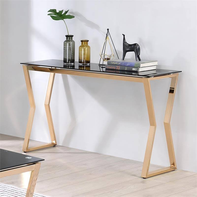 Black Glass Top Console Table N137113