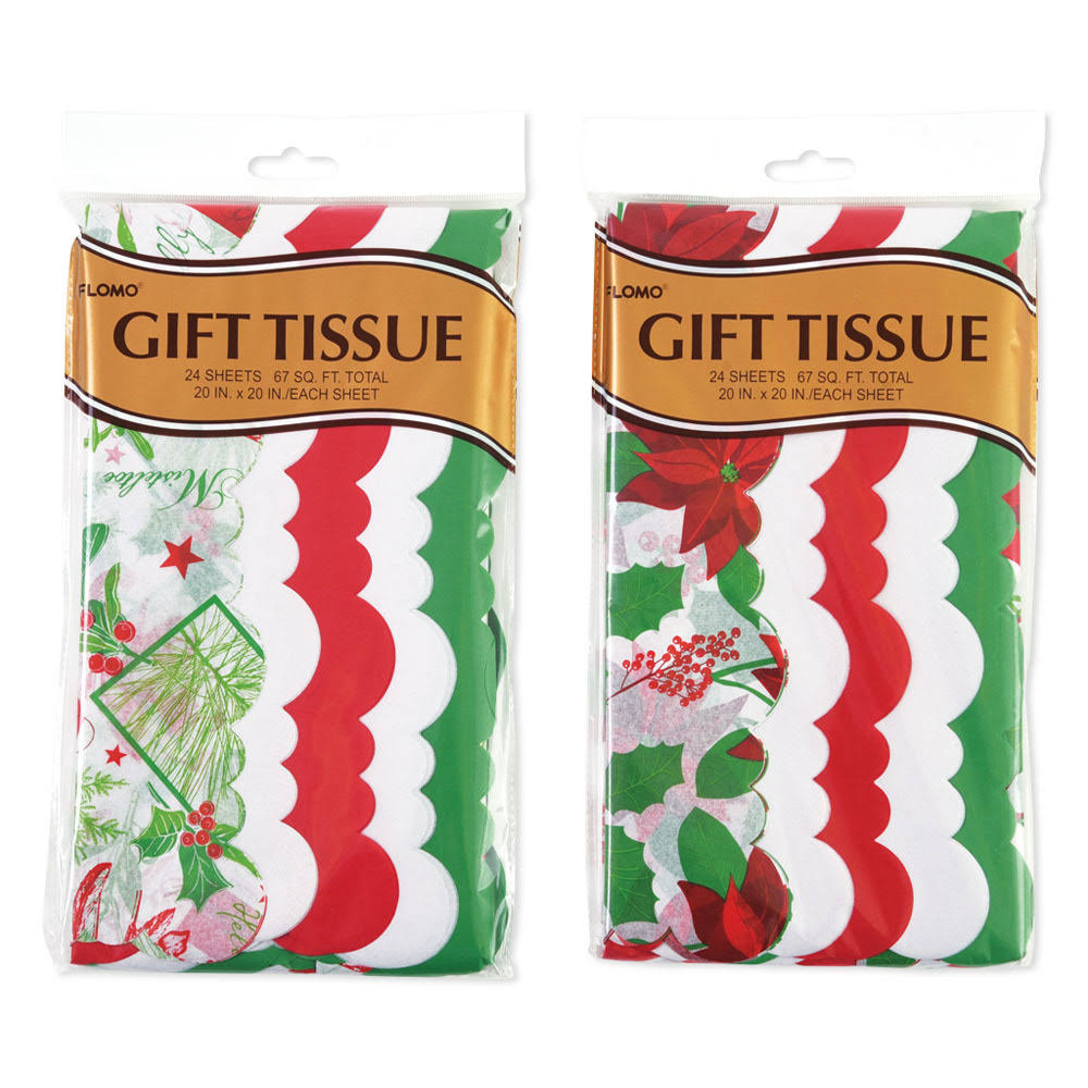 24 Count Christmas Printed Scalloped Die Cut Tissue Pack of 12 O603122