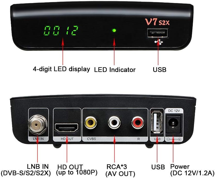 V7S2X HD 1080P FTA DVB-S2X H.265 HEVC 8bit Digital Satellite TV Receiver Pack of 2 B905