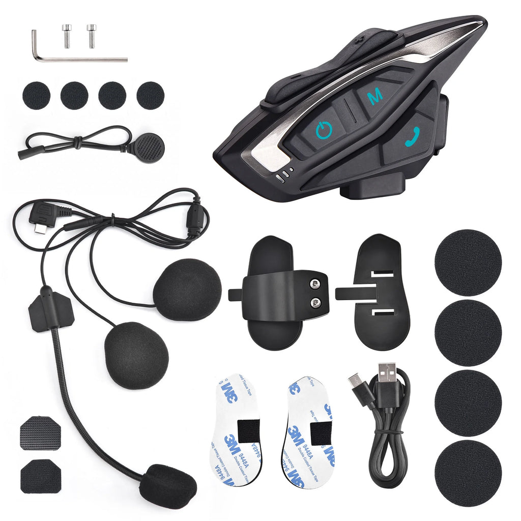 Bluetooth 5.2 Motorcycle Helmet Headset Intercom 8 Rider Noise Cancel W7915