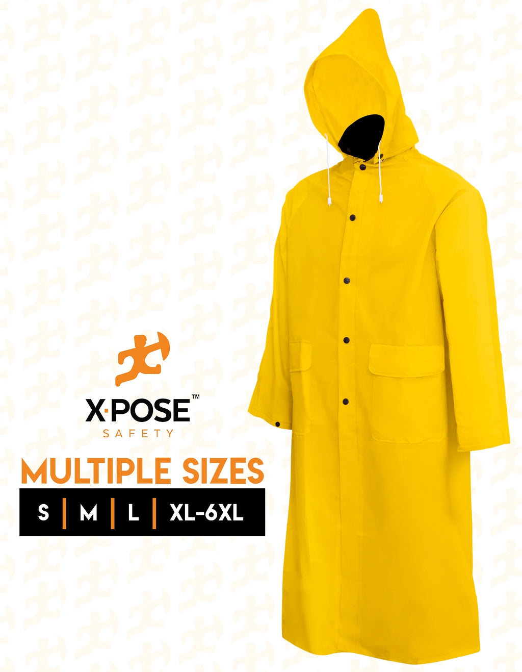 Yellow PVC Raincoat Jacket with Detachable Hood M680