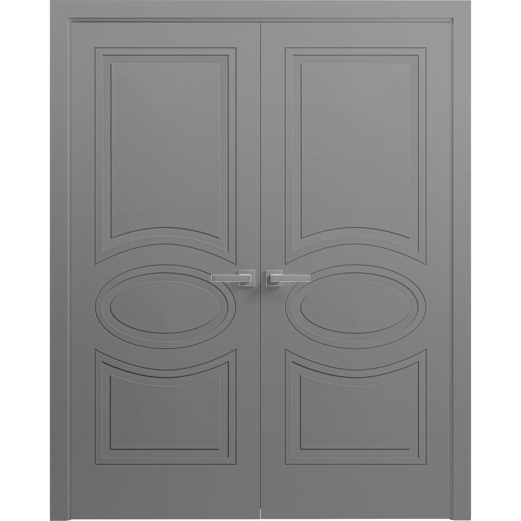 French Double Doors 36 x 80 inches Painted Grey Wood V906