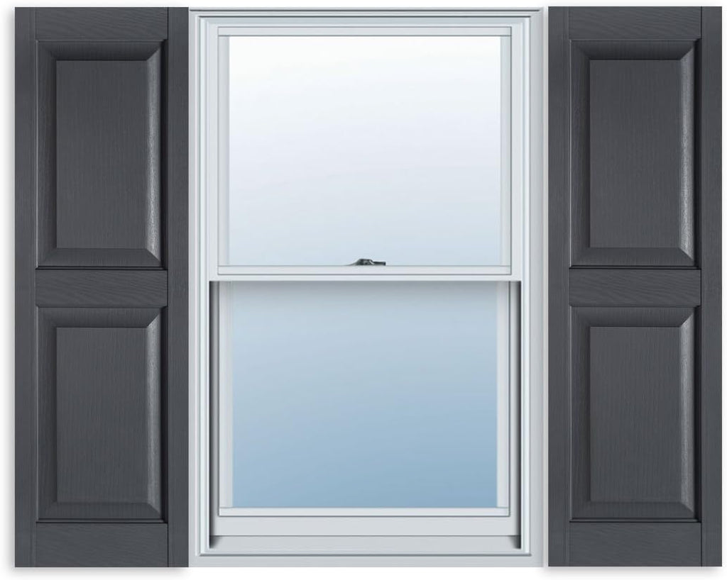 15 Inch x 59 Inch Raised Panel Exterior Vinyl Shutter, Bedford Blue (Pair) Pack of 2 G611