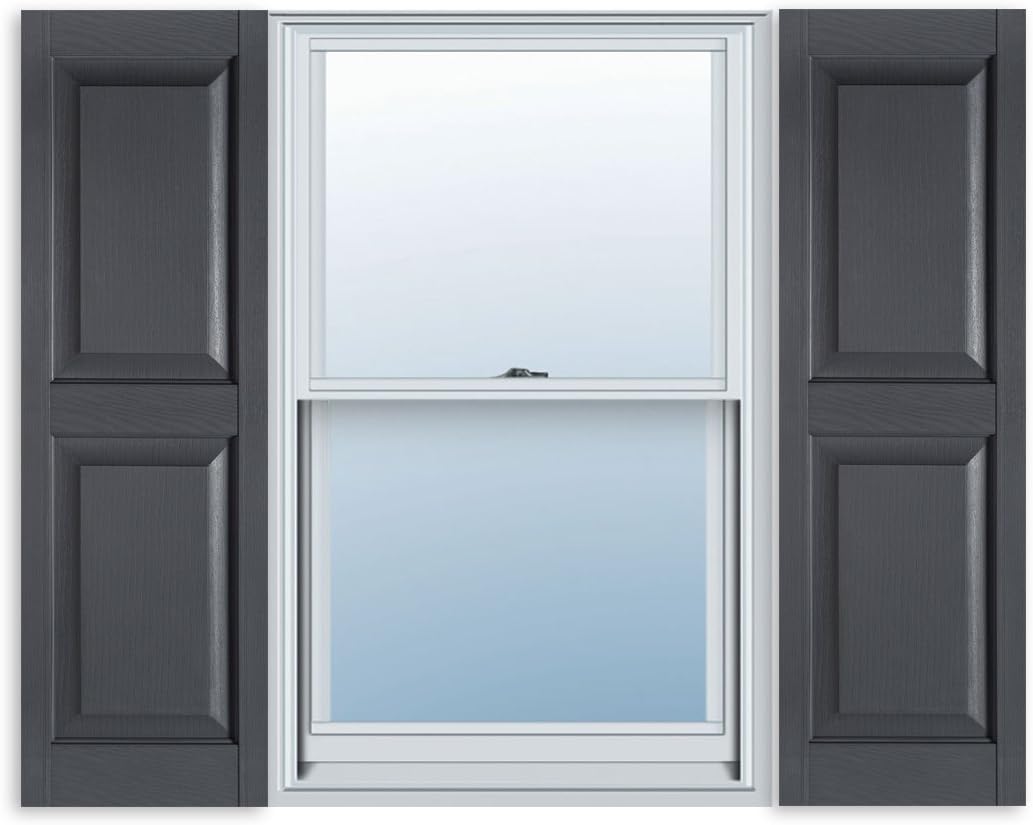15 Inch x 59 Inch Raised Panel Exterior Vinyl Shutter, Bedford Blue (Pair) Pack of 2 G611