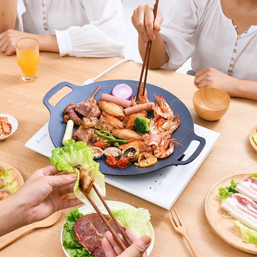 Nonstick BBQ Grill Pan with Metal Handles D6991