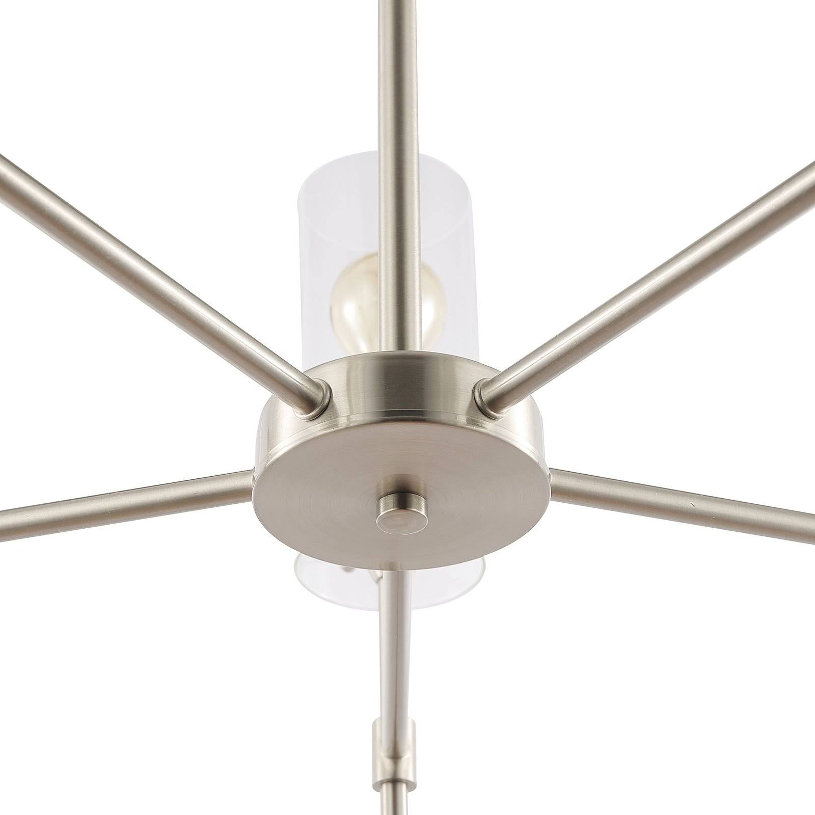 Satin Nickel 5-Light Chandelier Pendant with Clear Glass Shades G9973