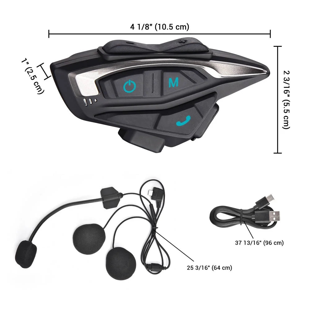 Bluetooth 5.2 Motorcycle Helmet Headset Intercom 8 Rider Noise Cancel W7915