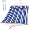 Blue Stripes Double Hammock with Spreader Bar Y16858