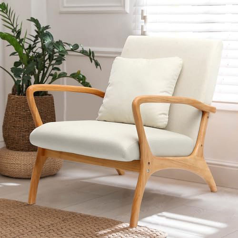 Accent Chair with Lumbar Pillow Upholstered Linen Fabric B99471
