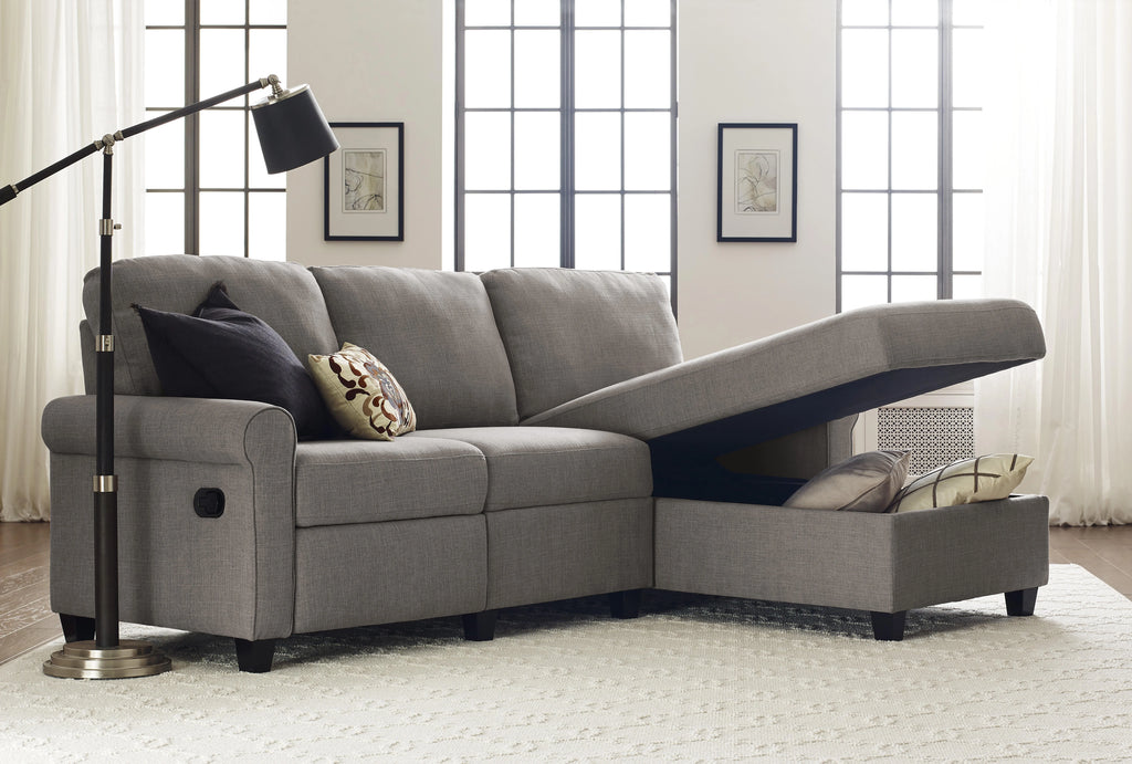 Gray Reclining Sectional with Storage Chaise N3746