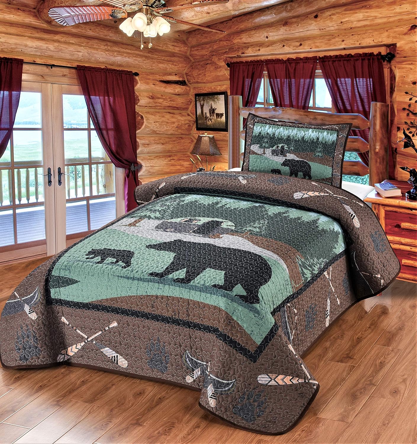 King Quilt Set 108 x 90 Rustic Bedding Set U954008