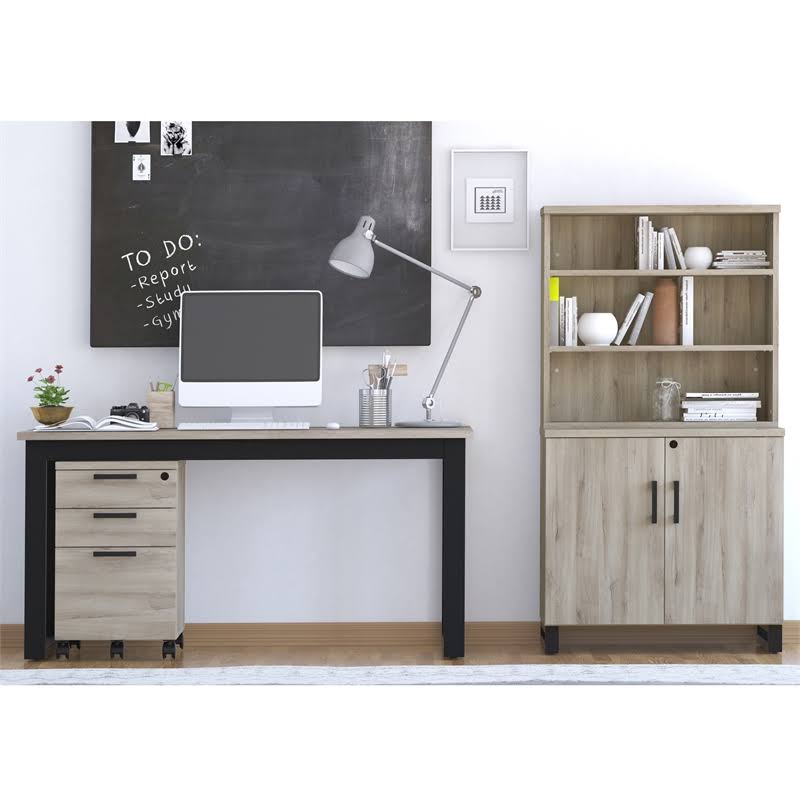 Gray Weathered Oak 2-Door Storage Cabinet P6939