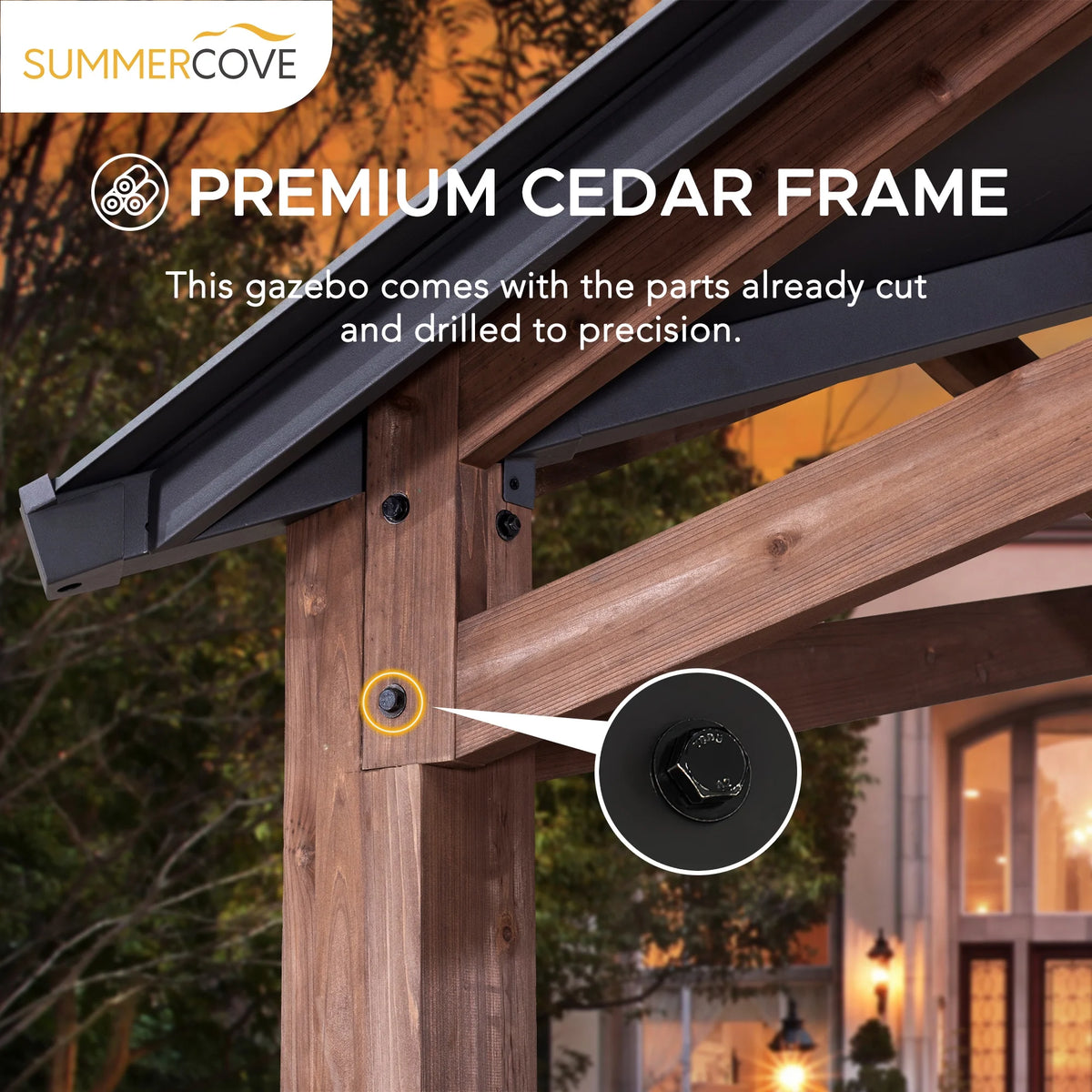 12.5 ft. x 12.5 ft. Cedar Framed Gazebo with Steel Hardtop Roof H542393