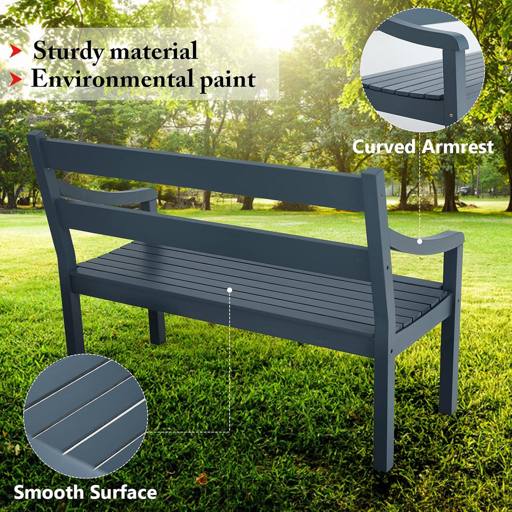 2-Person Acacia Wood Bench with Backrest and Armrest V77684