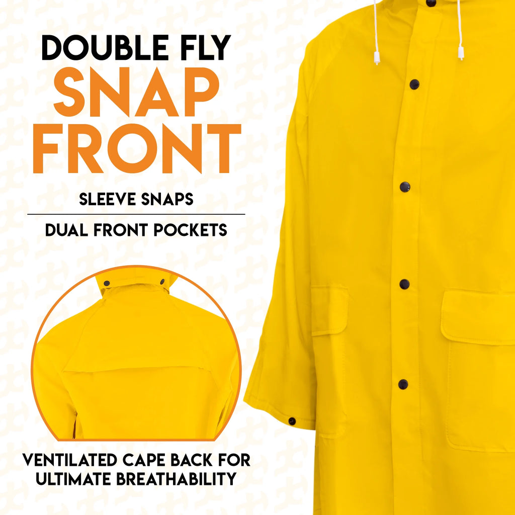 Yellow PVC Raincoat Jacket with Detachable Hood M680
