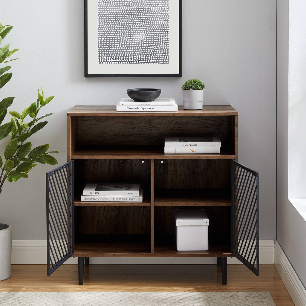 Industrial Modern Metal Door Accent Cabinet Brown T609